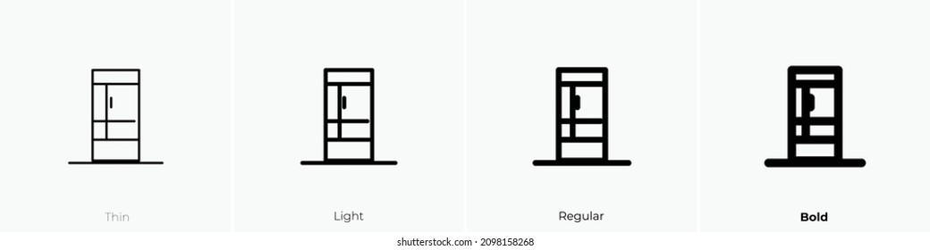phone booth icon. Thin, Light Regular And Bold style design isolated on white background