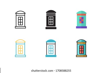 Vektorillustration-Illustration am Telefonstand mit unterschiedlichem Stil. einzeln auf weißem Hintergrund
