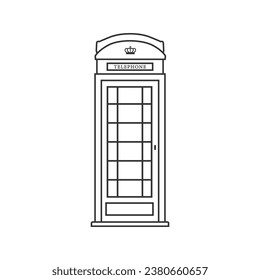 Phone booth line icon isolated on white background. Vector art