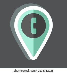 Phone Booth Location Sticker in trendy isolated on black background