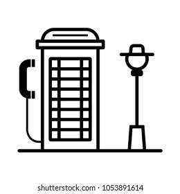 Phone booth in the park illustration