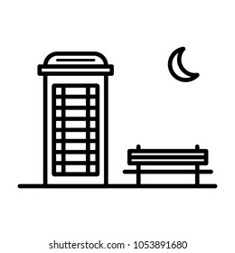 Phone booth in the park illustration