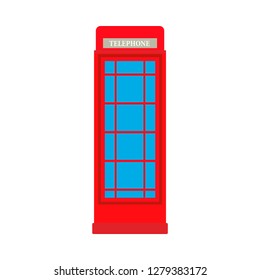 Phone booth red business telecommunication element vector icon. London public street box isolated white