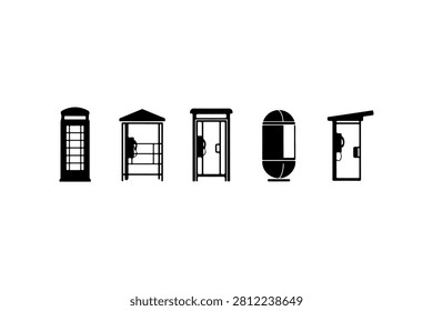 Phone Booth Silhouette Vector Collection Set