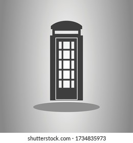 Phone booth simple icon with shadow. Flat desing