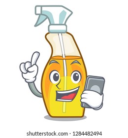 With phone bottle spray in the character form