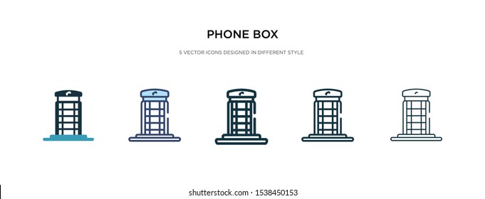 phone box icon in different style vector illustration. two colored and black phone box vector icons designed in filled, outline, line and stroke style can be used for web, mobile, ui