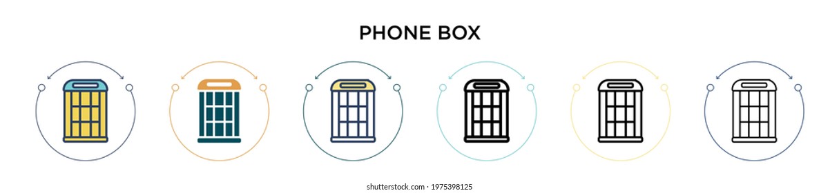 Phone box icon in filled, thin line, outline and stroke style. Vector illustration of two colored and black phone box vector icons designs can be used for mobile, ui, web