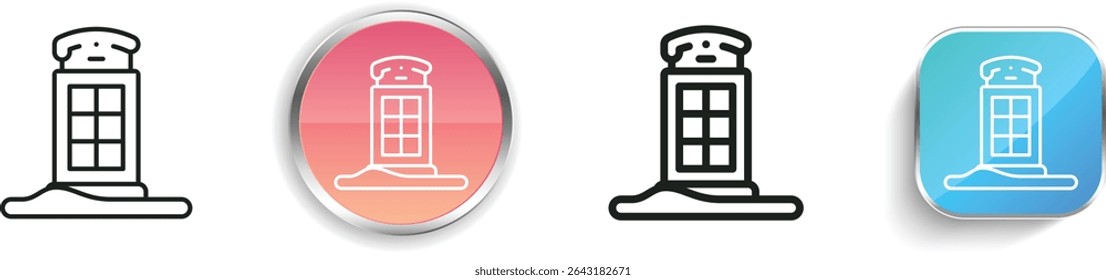 Telefonbox-Symbol. Design mit dünnen Linien, regelmäßigen Linien und Schaltflächen einzeln auf weißem Hintergrund