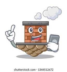 With phone brick chimney in the shape mascot
