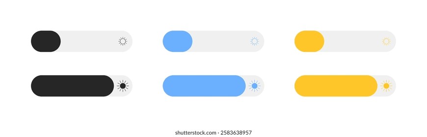 Phone brightness set icons. Flat and silhouette style. Vector icons.