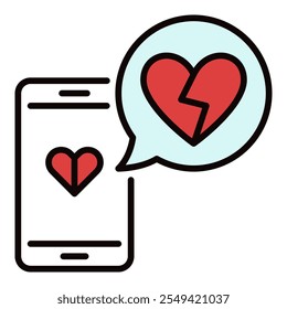 Phone and Broken Heart in Speech Bubble vector concept colored icon or design element