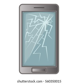 phone with broken screen icon. Cartoon illustration of phone with broken screen vector icon for web design
