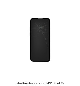 phone with broken screen icon, vector isolated illustration