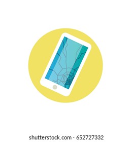 Phone broken vector icon. Phone sign with cracked screen. 