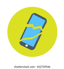 Phone broken vector icon. Phone sign with cracked screen. 