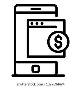 Phone browser icon. Outline phone browser vector icon for web design isolated on white background