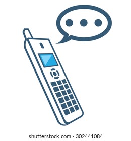 Phone with a bubble and dots waiting