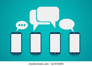Phone with bubble speech, eps10 vector