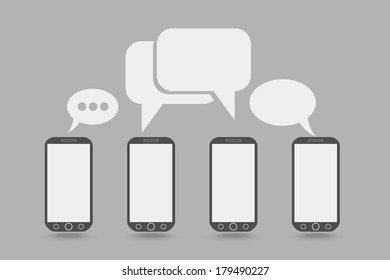 Phone with bubble speech, eps10 vector
