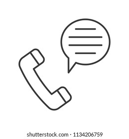 Phone and bubble speech, simple outline icon set