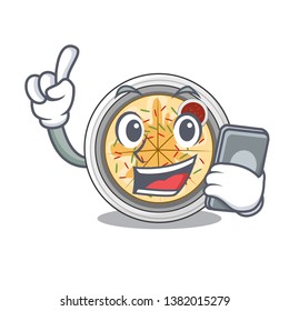 With phone buchimgae is served in cartoon bowl