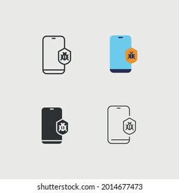 phone bug vector icon virus security