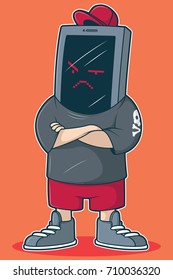 Phone bully illustration. Vector character design cyber bully
