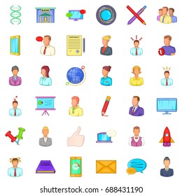 Phone business icons set. Cartoon style of 36 phone business vector icons for web isolated on white background
