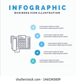 Phone, Business, Office, Call, Contact Line icon with 5 steps presentation infographics Background. Vector Icon Template background