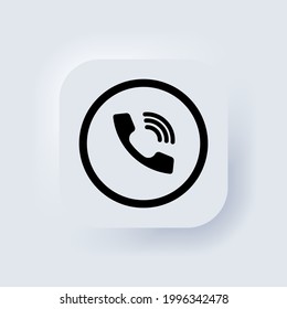 Phone button. Call icon. Smartphone. Elements for mobile concepts and web apps. Neumorphic UI UX white user interface web button. Neumorphism. Vector EPS 10.
