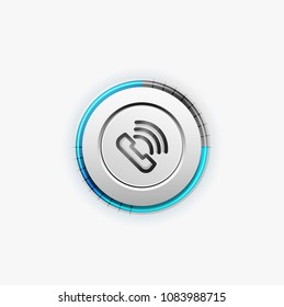 Botón de teléfono, idea de soporte de llamadas, ilustración vectorial. Icono de teléfono de moda antigua
