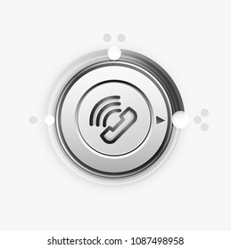 Botón de teléfono, idea de soporte de llamadas, ilustración vectorial. Icono de teléfono de moda antigua