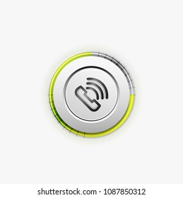 Phone button, call support idea, vector illustration. Old fashion phone icon