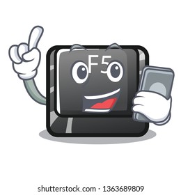 With phone button f5 isolated with the character