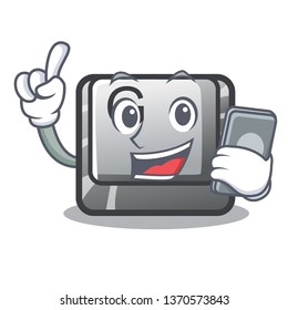 With phone button G isolated in the cartoon