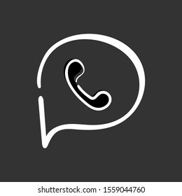 Phone button icon vector illustration sketch on gray background. Eps10