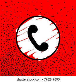Phone button icon vector illustration sketch on red background