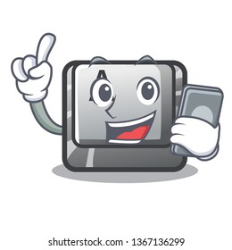 With phone button A isolated with the mascot