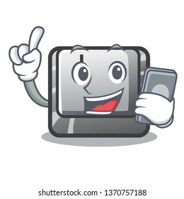 With phone button I on a keyboard mascot