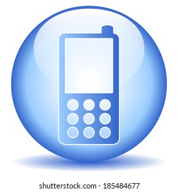 Phone button on white background.