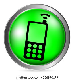 Phone button on white background. Vector illustration.
