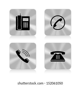 "Phone Button" Set of metallic app icons on white background - Vector illustration