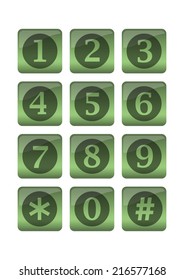 Phone buttons in green gradient design in circles