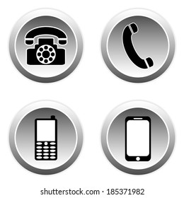 Phone buttons set isolated on white background