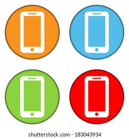 Phone buttons set on white background
