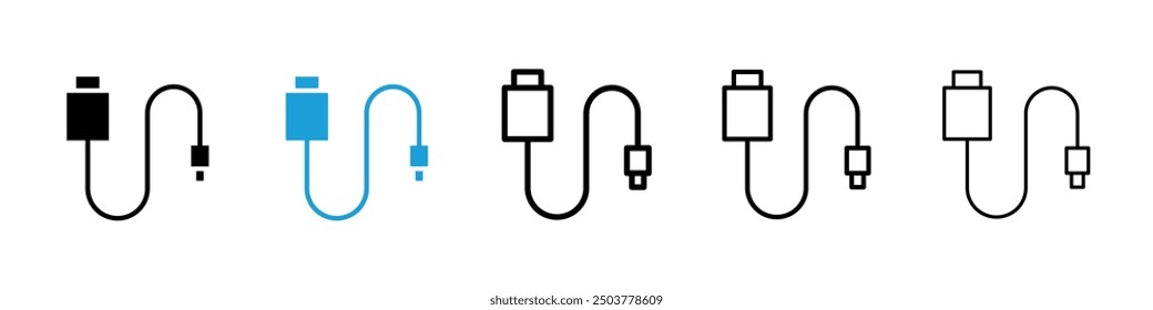 Phone cable icon in black and blue colors