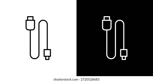 Icono del cable del teléfono. Ilustración negra aislada para gráfico y Diseño web.