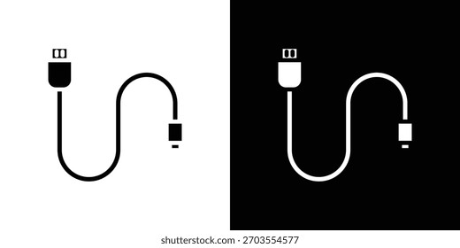 Doodle de ilustración de icono de cable de teléfono. Conjunto de Vector de ilustración plana