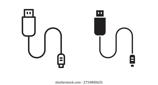Paquete de iconos de cable de teléfono. Elemento de diseño de icono de Vector plano.